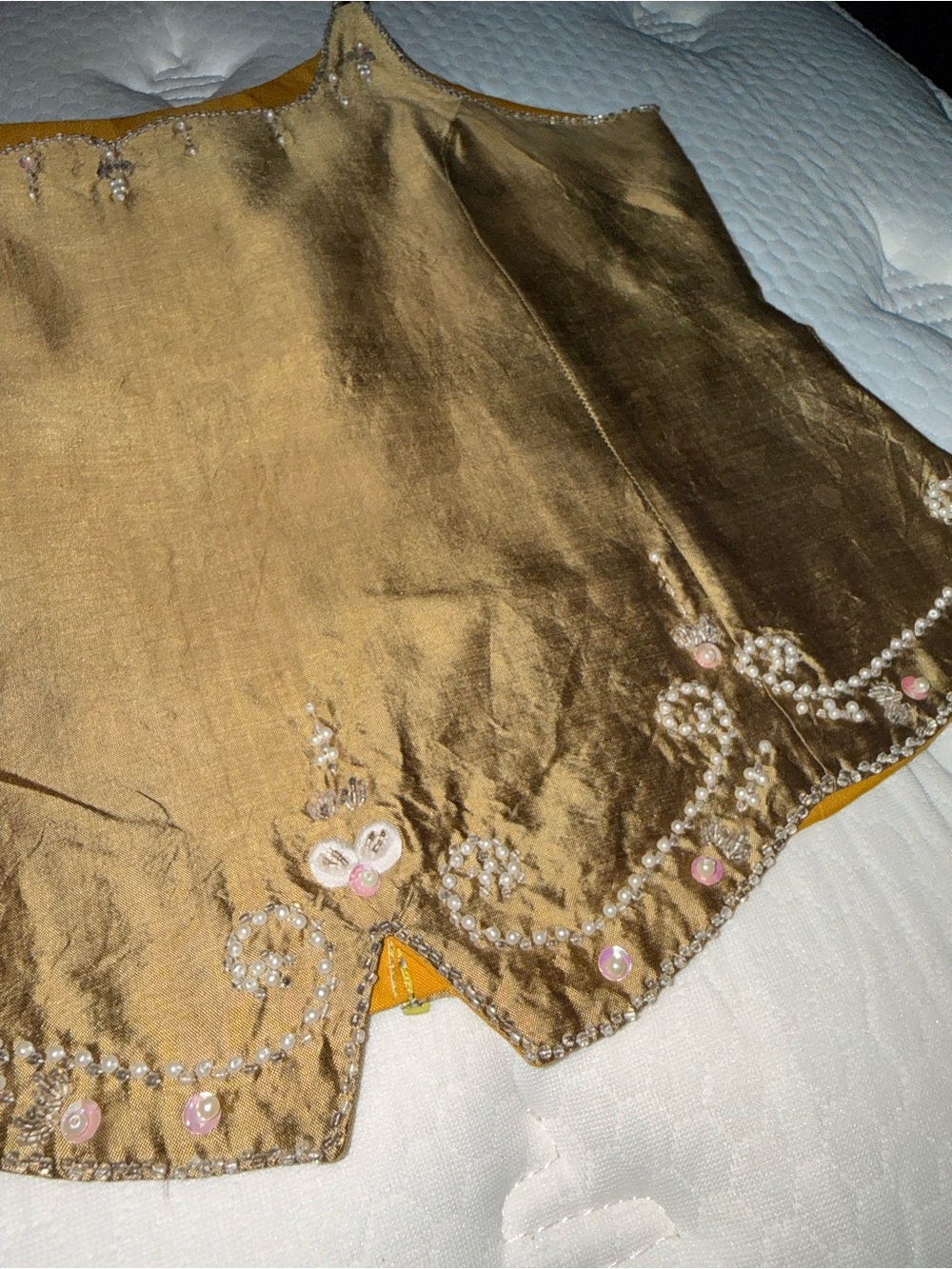 Embellished Satin Camisole Top - Gold - Picture 3 of 10
